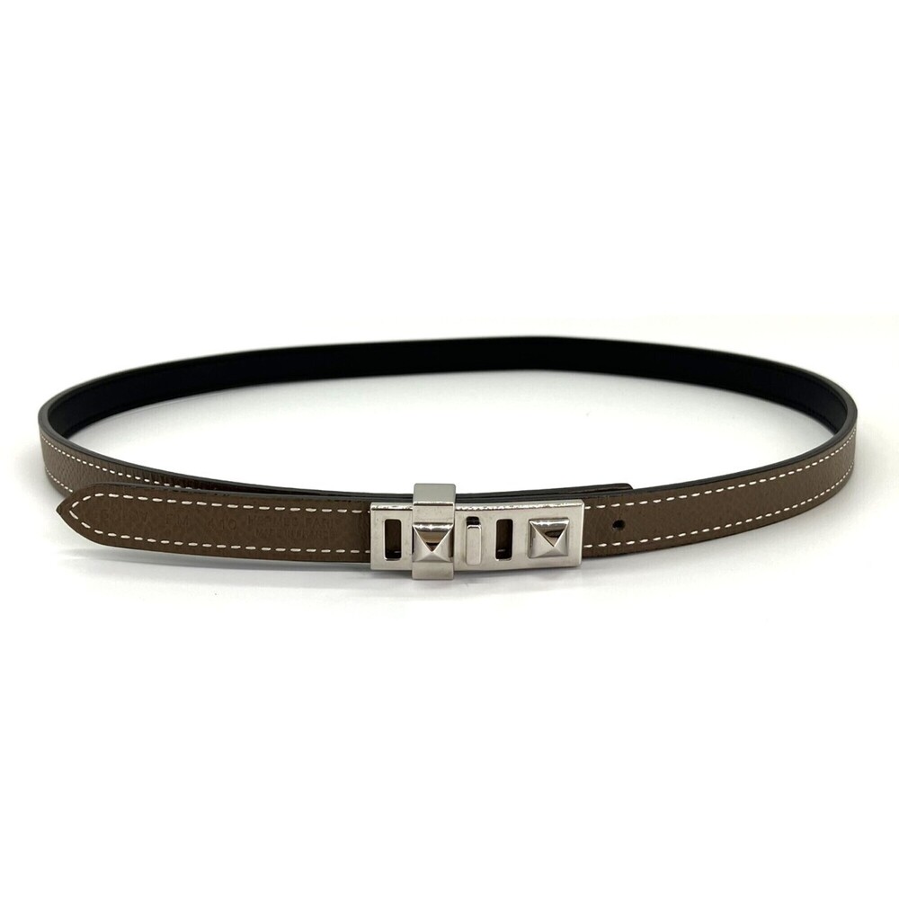 Hermes Collier de Chien Belt, Etoupe, W stamp, 76cm total length, 1.2cm width...